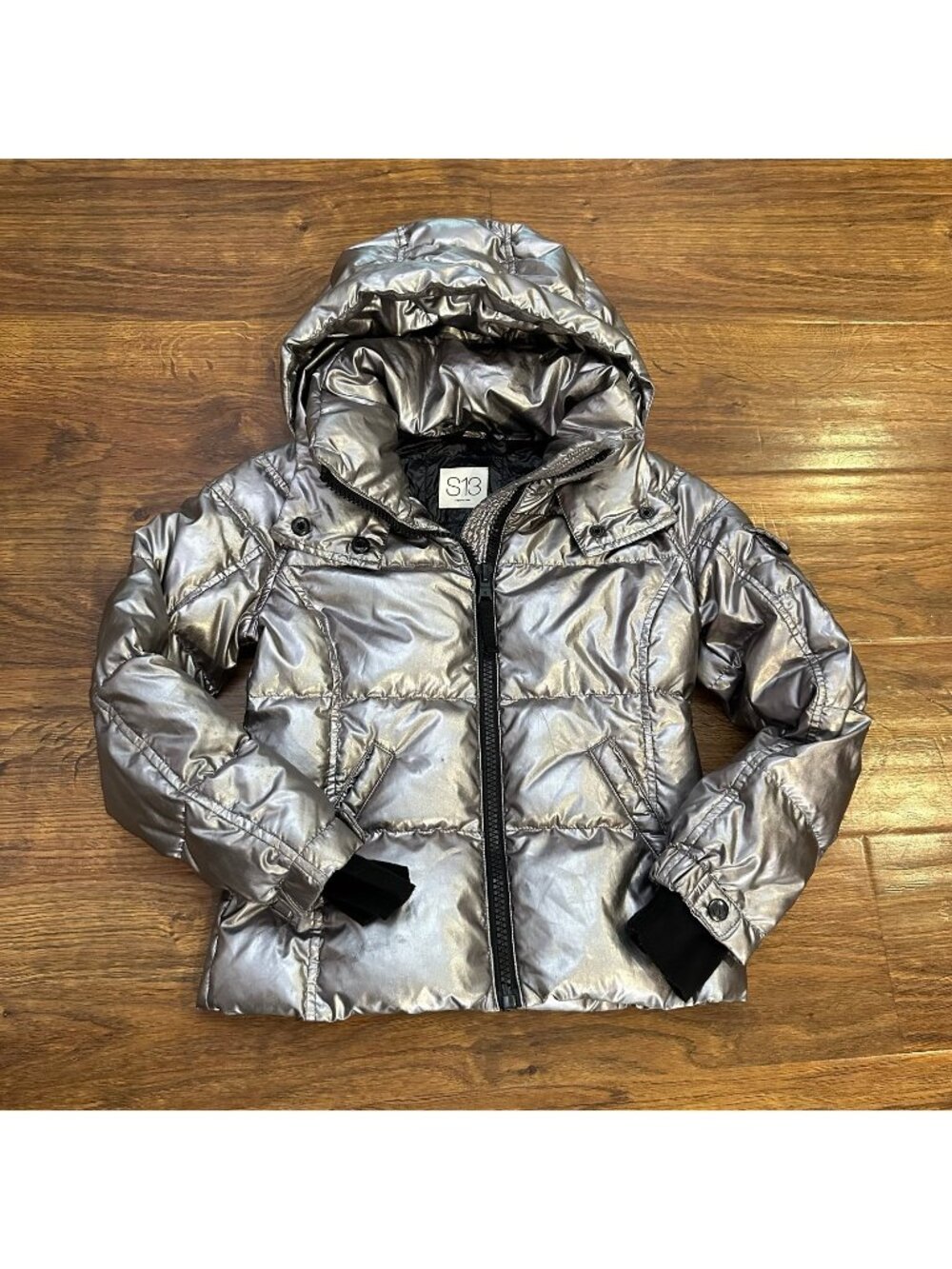 S13 New York metallic silver puffer jacket